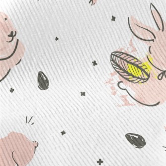 Pink Bunny Doodle Standard Corduroy