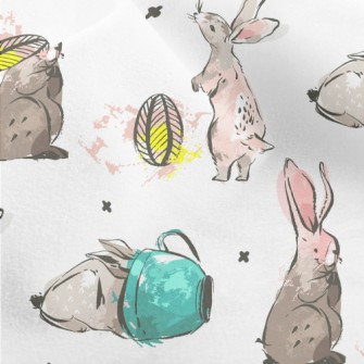 Elegant Hand Drawn Rabbit Micro Fleece