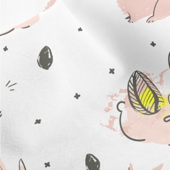 Pink Bunny Doodle Micro Fleece