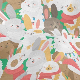 Merry Christmas Bunny Party Lightweight Performance Linen