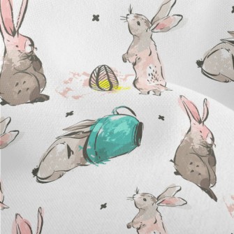 Elegant Hand Drawn Rabbit Lightweight Performance Linen