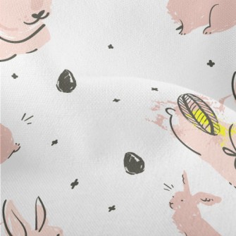 Pink Bunny Doodle Lightweight Performance Linen