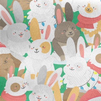 Merry Christmas Bunny Party Jersey Backed Fleece