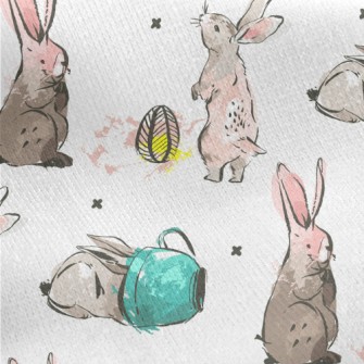 Elegant Hand Drawn Rabbit Jersey Backed Fleece