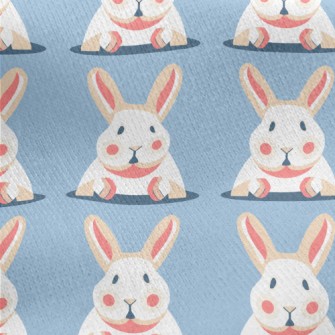 Cartoon Cute Rabbit Jersey Backed Fleece