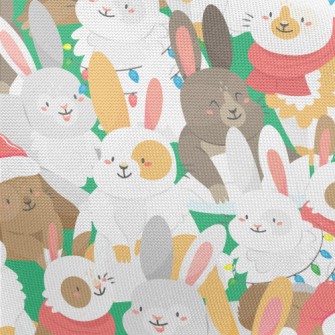 Merry Christmas Bunny Party Pongee