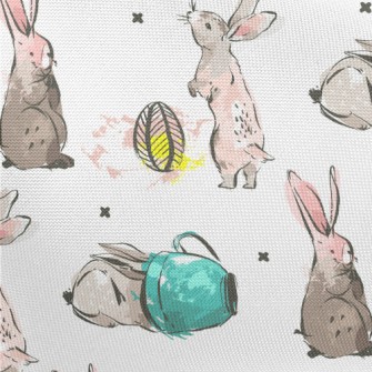 Elegant Hand Drawn Rabbit Pongee