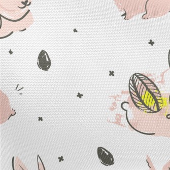 Pink Bunny Doodle Pongee