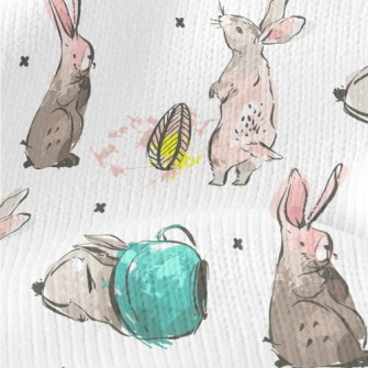 Elegant Hand Drawn Rabbit Stretch Jersey