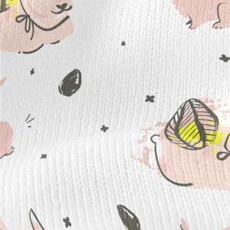 Pink Bunny Doodle Stretch Jersey