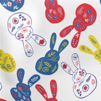 Artistic Hand Drawn Rabbit Lightweight Cotton Poplin