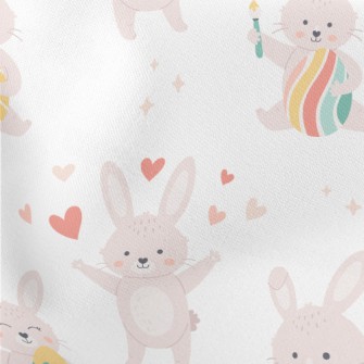 Bunny Celebrating Easter Lightweight Cotton Poplin