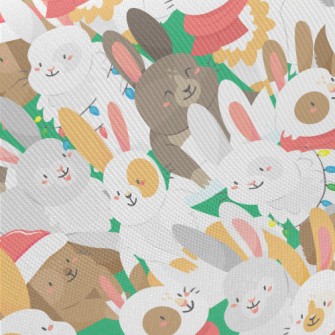 Merry Christmas Bunny Party Midweight Cotton Poplin
