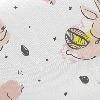 Pink Bunny Doodle Midweight Cotton Poplin