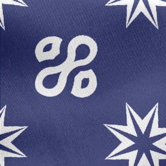 White Geometric Pattern Jersey Backed Fleece