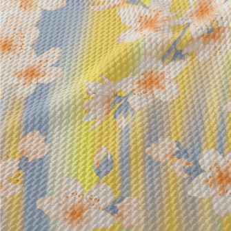 Hand Drawn Cherry Blossom Bran Birdseye Piqué