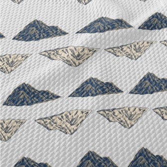 Hand Drawn Vintage Mountains Birdseye Piqué