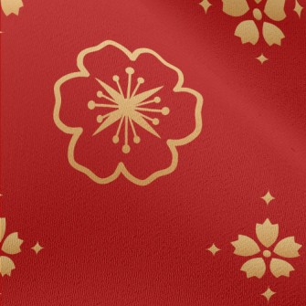 Golden Cherry Blossom Pattern Chiffon