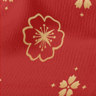 Golden Cherry Blossom Pattern Terry