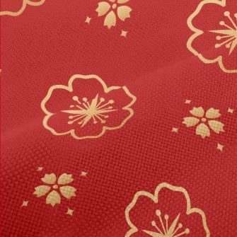 Golden Cherry Blossom Pattern Performance Linen