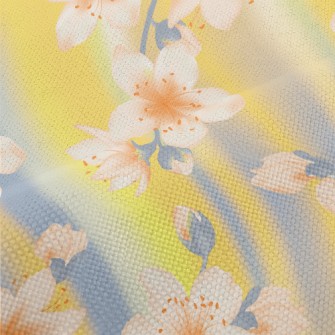 Hand Drawn Cherry Blossom Bran Performance Linen