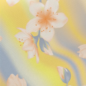 Hand Drawn Cherry Blossom Bran Twill
