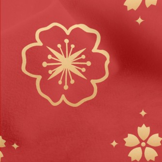 Golden Cherry Blossom Pattern Micro Fleece