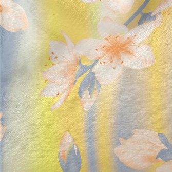 Hand Drawn Cherry Blossom Bran Minky