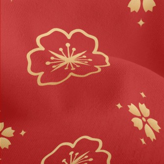 Golden Cherry Blossom Pattern Lightweight Performance Linen