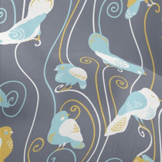 Elegant Bird Illustration Lightweight Performance Linen