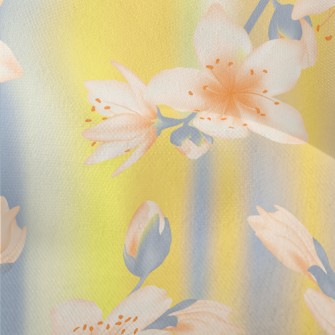 Hand Drawn Cherry Blossom Bran Lightweight Performance Linen