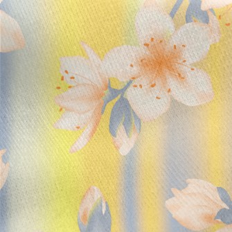 Hand Drawn Cherry Blossom Bran Jersey Backed Fleece