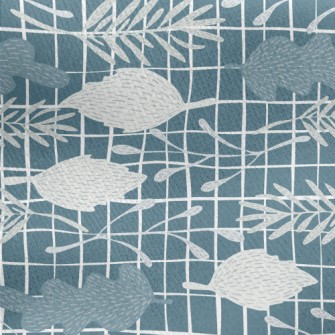 Forest Leaves Doodles Jersey Backed Fleece