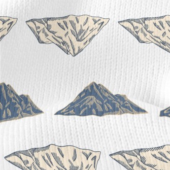 Hand Drawn Vintage Mountains Stretch Jersey