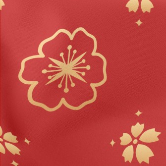 Golden Cherry Blossom Pattern Lightweight Cotton Poplin