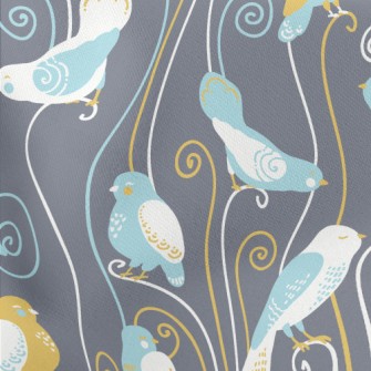 Elegant Bird Illustration Lightweight Cotton Poplin