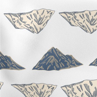 Hand Drawn Vintage Mountains Lightweight Cotton Poplin
