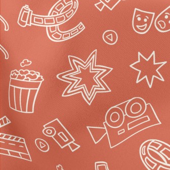 Cinema Themed Graffiti Lightweight Cotton Poplin