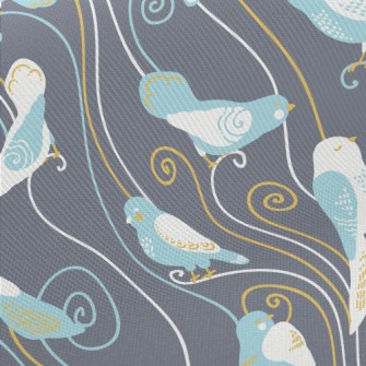 Elegant Bird Illustration Midweight Cotton Poplin