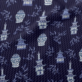 Chinese Blue And White Porcela Birdseye Piqué