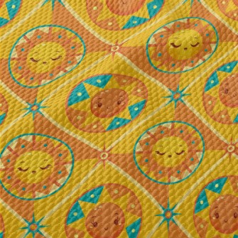 Cute Cartoon Sun Birdseye Piqué