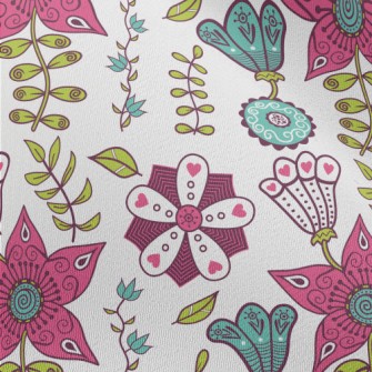 Artistic Hand Drawn Flowers Chiffon