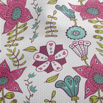 Artistic Hand Drawn Flowers Athletic Mesh Flat Back