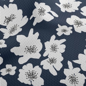Abstract White Flowers Athletic Mesh Flat Back