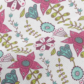 Artistic Hand Drawn Flowers Performance Linen