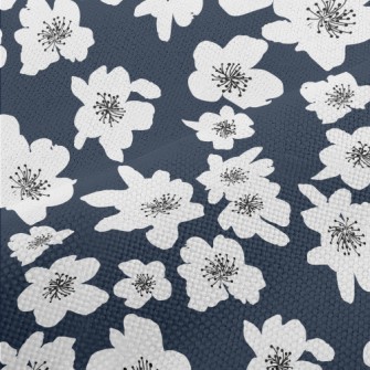 Abstract White Flowers Performance Linen