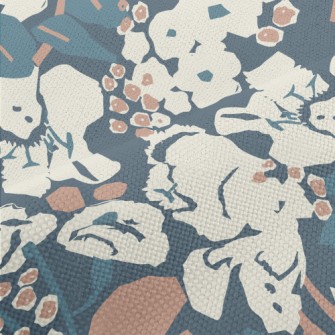 Abstract Modern Flowers Performance Linen