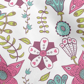 Artistic Hand Drawn Flowers Micro Fleece