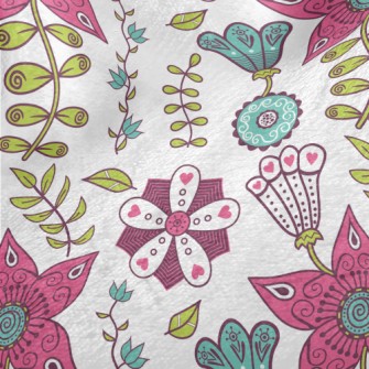 Artistic Hand Drawn Flowers Minky