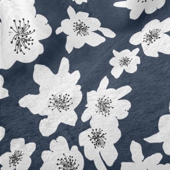 Abstract White Flowers Minky